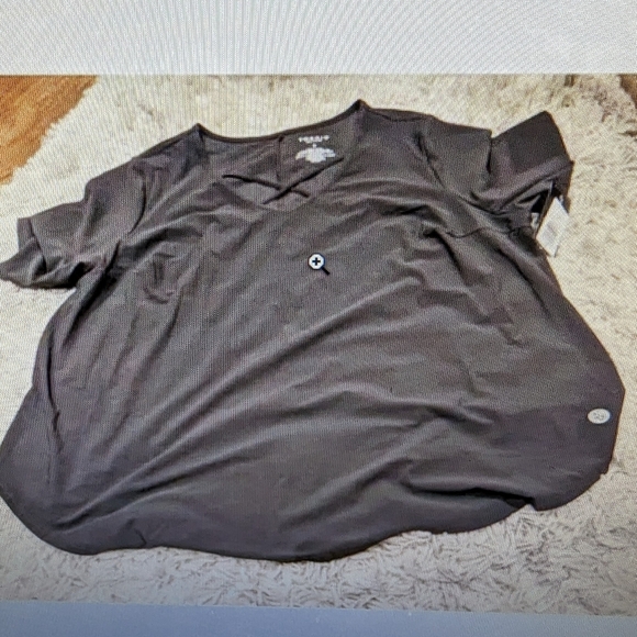 Torrid Tech Jersey Strappy Short Sleeve Active Tee, gray black 3x - Picture 6 of 9